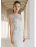 Cap Sleeve Beaded Ivory Tulle Fringe Wedding Dress